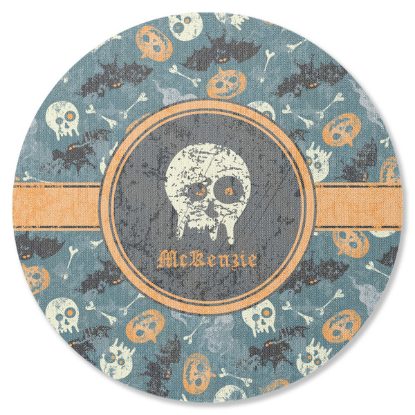 Custom Vintage / Grunge Halloween Round Rubber Backed Coaster (Personalized)