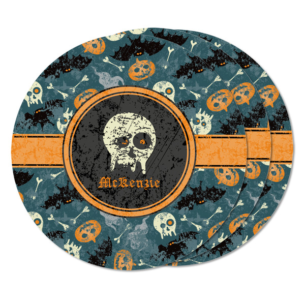Vintage / Grunge Halloween Round Fridge Magnet - THREE