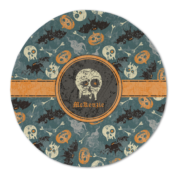 Custom Vintage / Grunge Halloween Round Linen Placemat - Single Sided (Personalized)