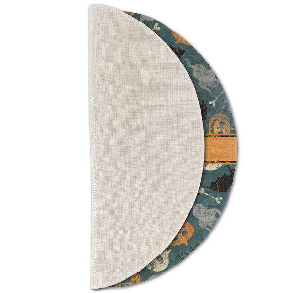 Vintage / Grunge Halloween Round Linen Placemats - HALF FOLDED (single sided)