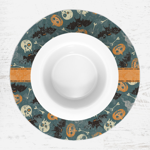 Vintage / Grunge Halloween Round Linen Placemats - LIFESTYLE (single)