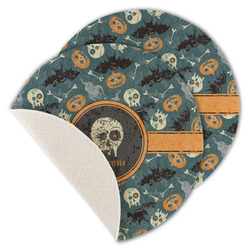 Vintage / Grunge Halloween Round Linen Placemat - Single Sided - Set of 4 (Personalized)