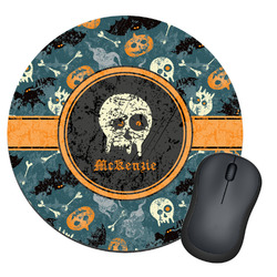Vintage / Grunge Halloween Round Mouse Pad (Personalized)