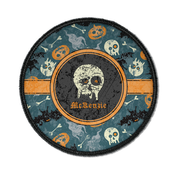 Custom Vintage / Grunge Halloween Iron On Round Patch w/ Name or Text