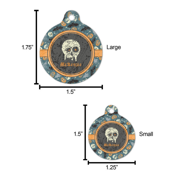 Vintage / Grunge Halloween Round Pet ID Tag - Large - Comparison Scale