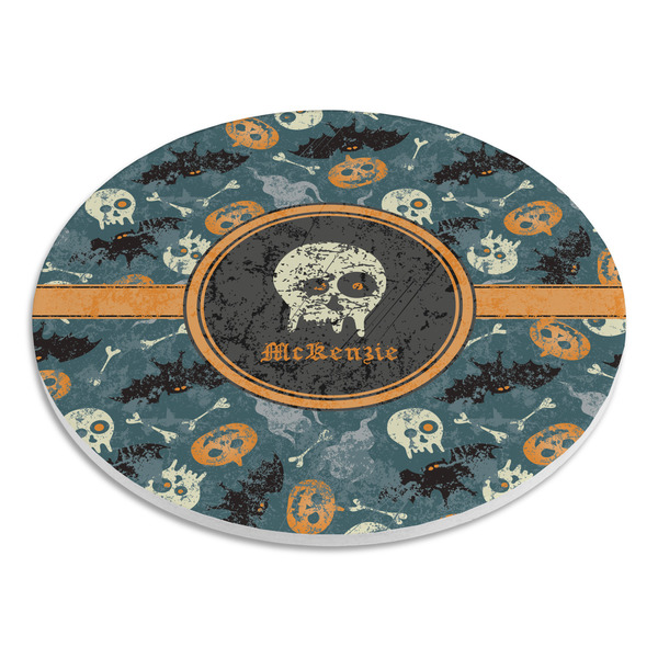 Vintage / Grunge Halloween Round Stone Trivet - Angle View