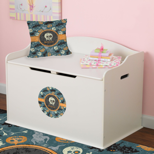 Vintage / Grunge Halloween Round Wall Decal on Toy Chest