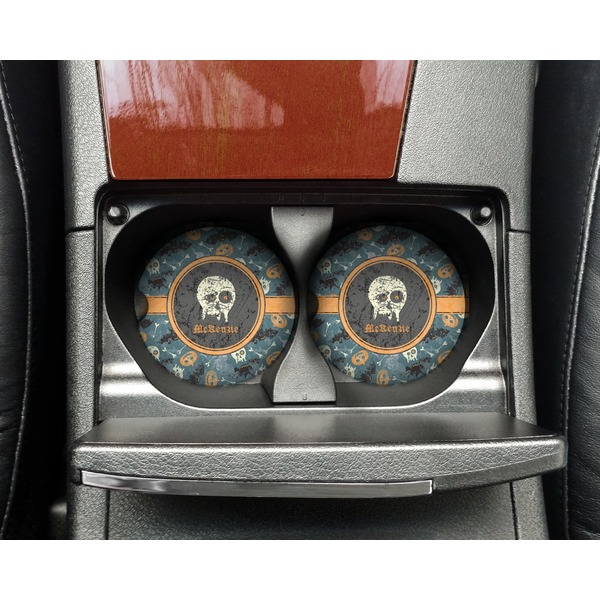 Vintage / Grunge Halloween Sandstone Car Coaster - In Cup Holder