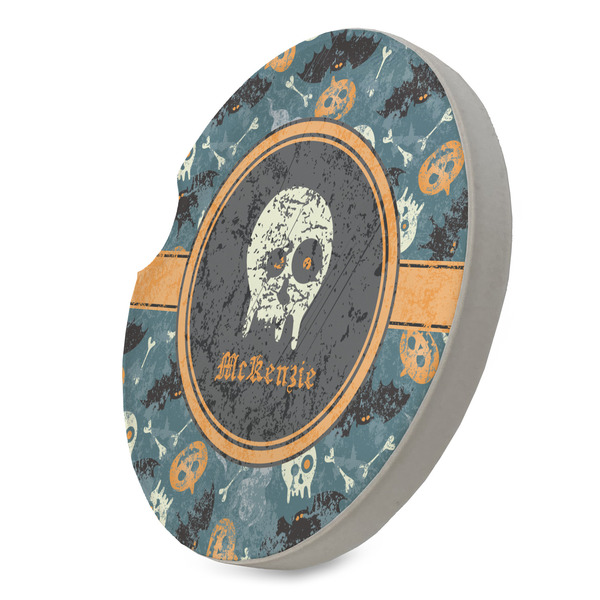 Vintage / Grunge Halloween Sandstone Car Coaster - STANDING ANGLE