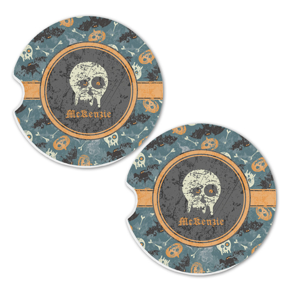 Vintage / Grunge Halloween Sandstone Car Coasters - Set of 2