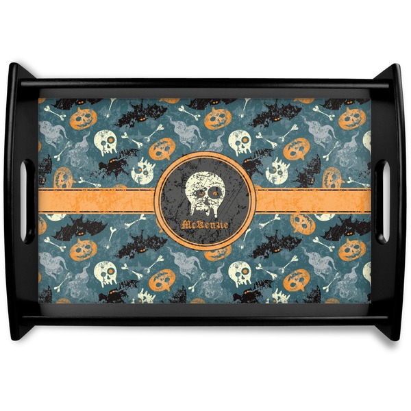 Custom Vintage / Grunge Halloween Black Wooden Tray - Small (Personalized)