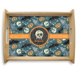 Vintage / Grunge Halloween Natural Wooden Tray - Large (Personalized)