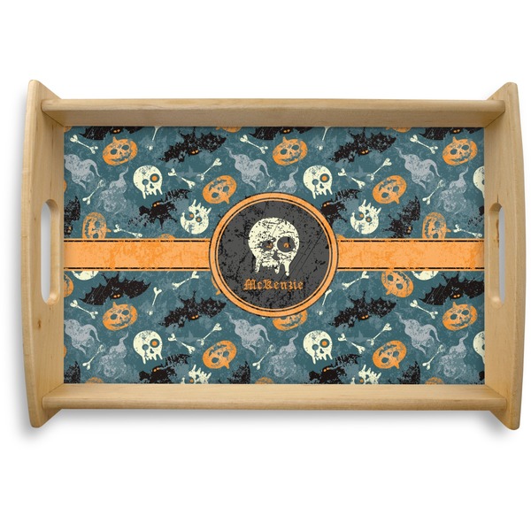 Custom Vintage / Grunge Halloween Natural Wooden Tray - Small (Personalized)