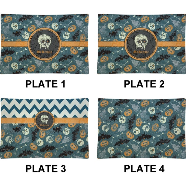 Vintage / Grunge Halloween Set of Rectangular Appetizer / Dessert Plates (Approval)