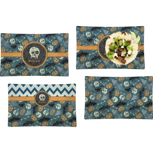 Vintage / Grunge Halloween Set of Rectangular Dinner Plates