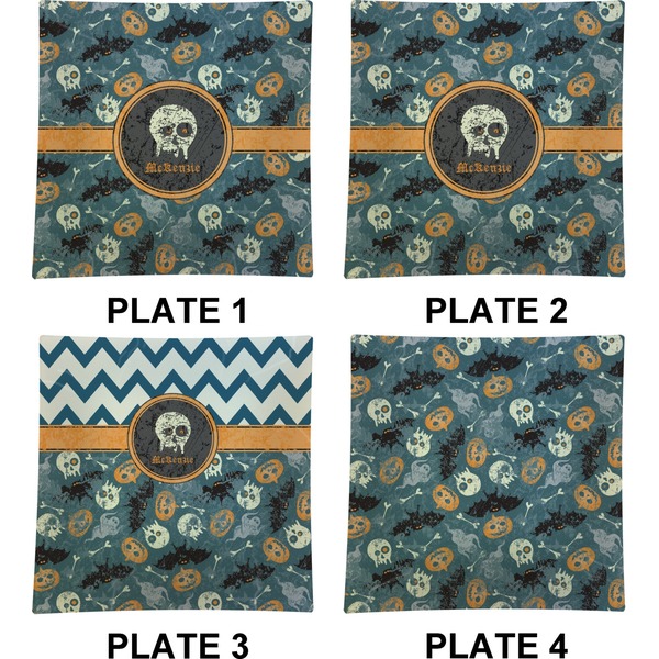 Vintage / Grunge Halloween Set of Square Dinner Plates (Approval)