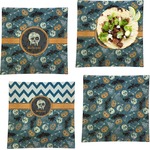 Vintage / Grunge Halloween Set of 4 Glass Square Lunch / Dinner Plate 9.5" (Personalized)