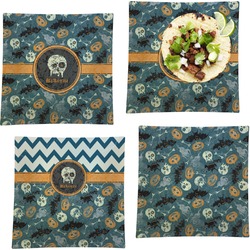 Vintage / Grunge Halloween Set of 4 Glass Square Lunch / Dinner Plate 9.5" (Personalized)