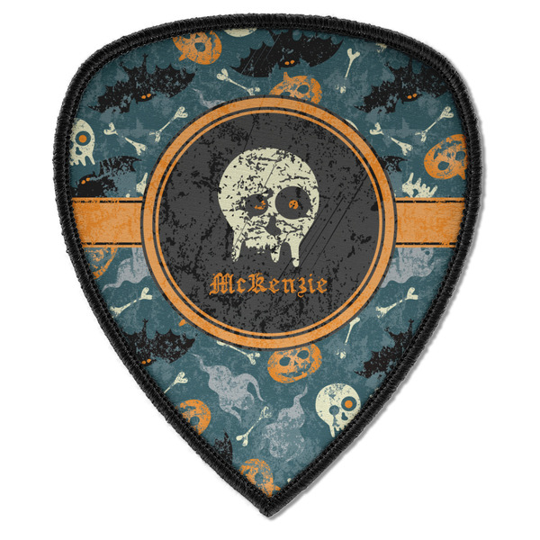 Custom Vintage / Grunge Halloween Iron on Shield Patch A w/ Name or Text
