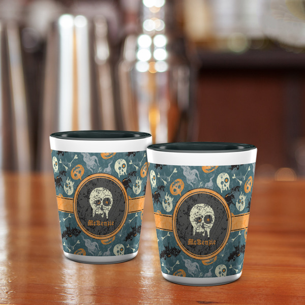 Vintage / Grunge Halloween Shot Glass - Two Tone - LIFESTYLE
