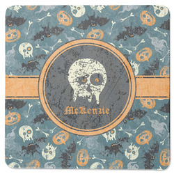 Vintage / Grunge Halloween Square Rubber Backed Coaster (Personalized)