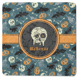 Vintage / Grunge Halloween Square Rubber Backed Coaster (Personalized)