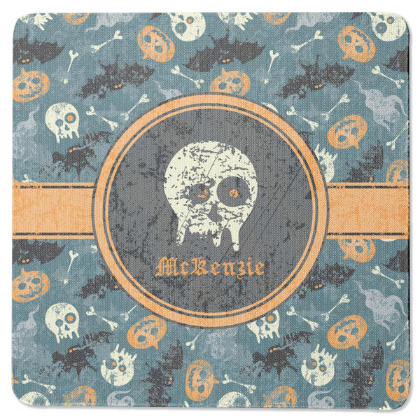 Custom Vintage / Grunge Halloween Square Rubber Backed Coaster (Personalized)