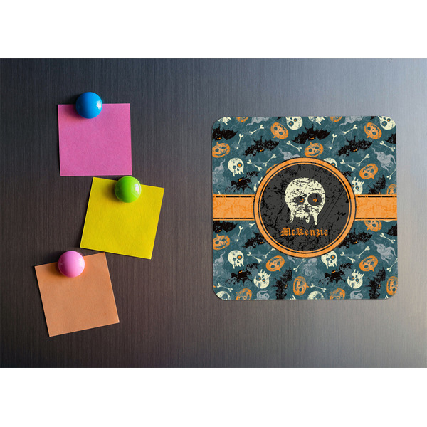 Vintage / Grunge Halloween Square Fridge Magnet - LIFESTYLE