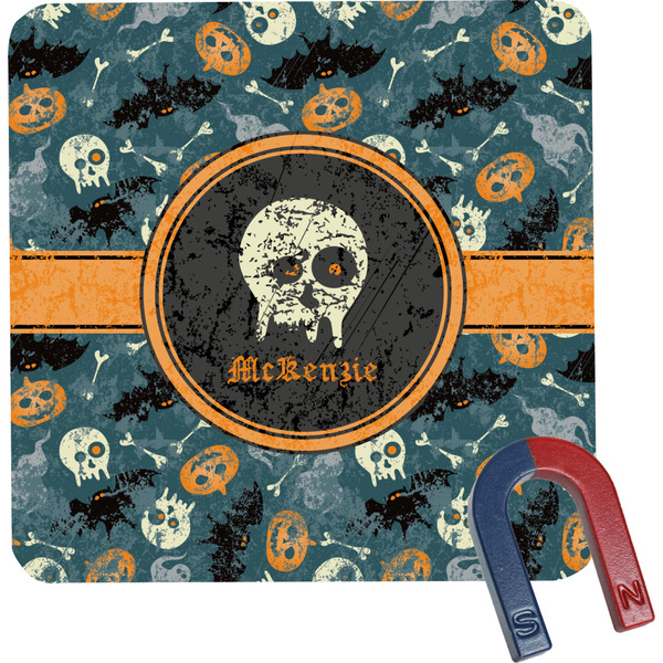 Custom Vintage / Grunge Halloween Square Fridge Magnet (Personalized)