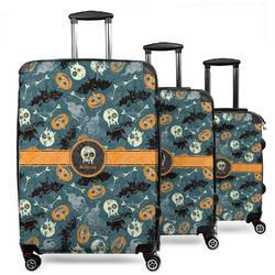 Vintage / Grunge Halloween 3 Piece Luggage Set - 20" Carry On, 24" Medium Checked, 28" Large Checked (Personalized)