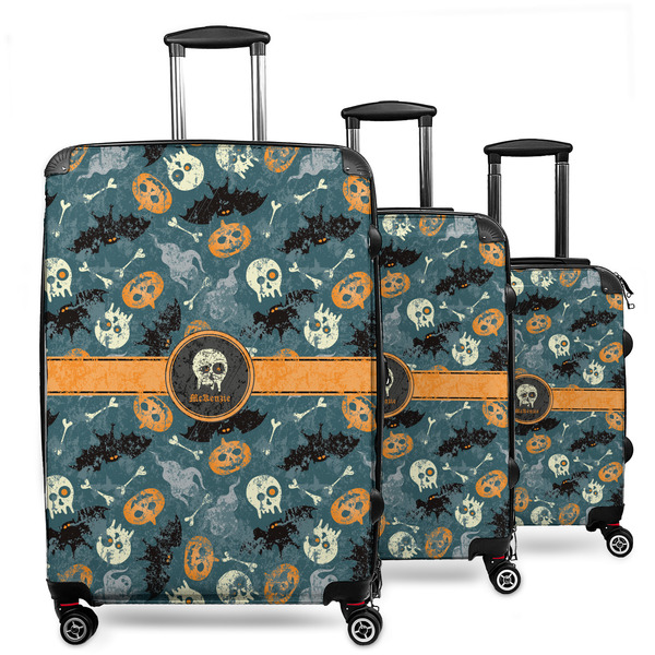Custom Vintage / Grunge Halloween 3 Piece Luggage Set - 20" Carry On, 24" Medium Checked, 28" Large Checked (Personalized)