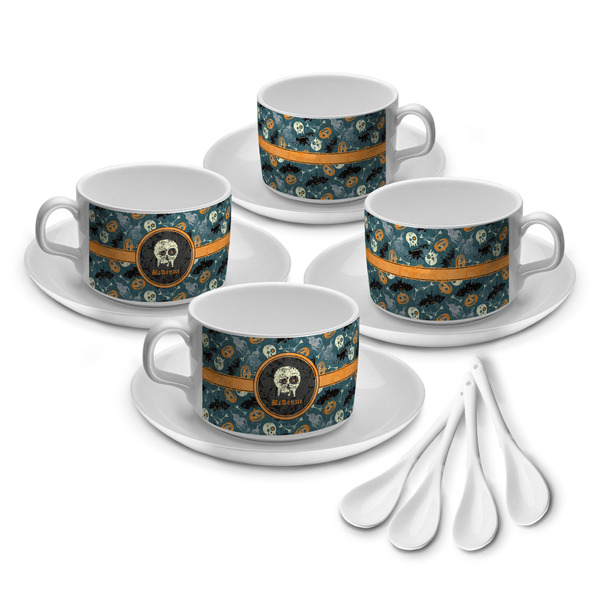 Custom Vintage / Grunge Halloween Tea Cup - Set of 4 (Personalized)