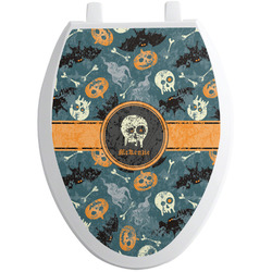 Vintage / Grunge Halloween Toilet Seat Decal - Elongated (Personalized)