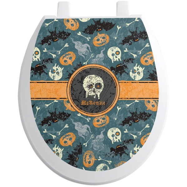 Custom Vintage / Grunge Halloween Toilet Seat Decal - Round (Personalized)