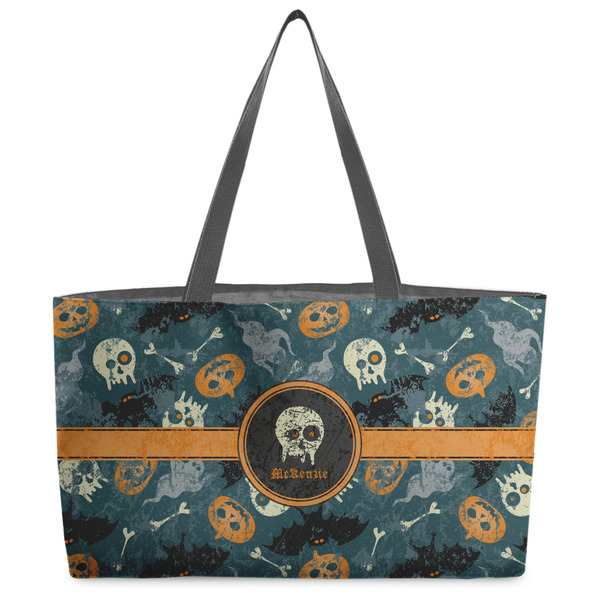Custom Vintage / Grunge Halloween Beach Totes Bag - w/ Black Handles (Personalized)