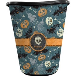 Vintage / Grunge Halloween Waste Basket - Single Sided (Black) (Personalized)