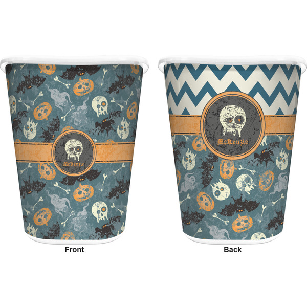 Vintage / Grunge Halloween Trash Can White - Front and Back - Apvl