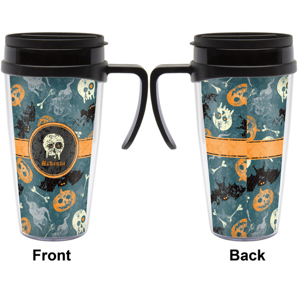 Vintage / Grunge Halloween Travel Mug with Black Handle - Approval