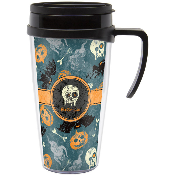 Custom Vintage / Grunge Halloween Acrylic Travel Mug with Handle (Personalized)