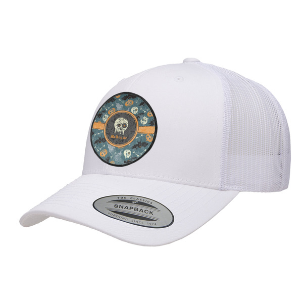 Custom Vintage / Grunge Halloween Trucker Hat - White (Personalized)
