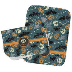 Vintage / Grunge Halloween Burp Cloths - Fleece - Set of 2 w/ Name or Text