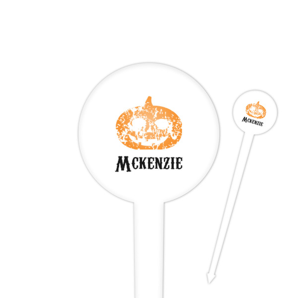 Custom Vintage / Grunge Halloween 4" Round Plastic Food Picks - White - Double Sided (Personalized)