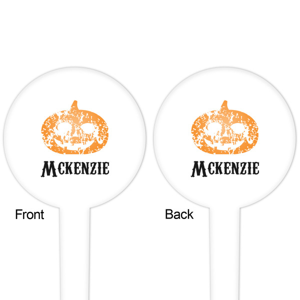 Vintage / Grunge Halloween White Plastic 4" Food Pick - Round - Double Sided - Front & Back