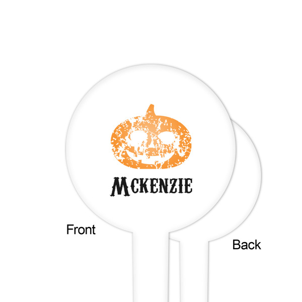 Vintage / Grunge Halloween White Plastic 4" Food Pick - Round - Single Sided - Front & Back