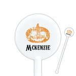 Vintage / Grunge Halloween 5.5" Round Plastic Stir Sticks - White - Single Sided (Personalized)