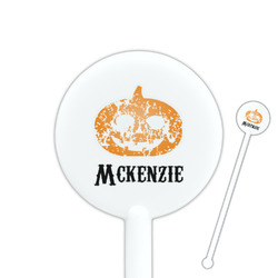 Vintage / Grunge Halloween 5.5" Round Plastic Stir Sticks - White - Single Sided (Personalized)
