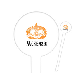 Vintage / Grunge Halloween 6" Round Plastic Food Picks - White - Double Sided (Personalized)