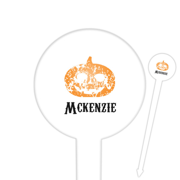Custom Vintage / Grunge Halloween 6" Round Plastic Food Picks - White - Double Sided (Personalized)