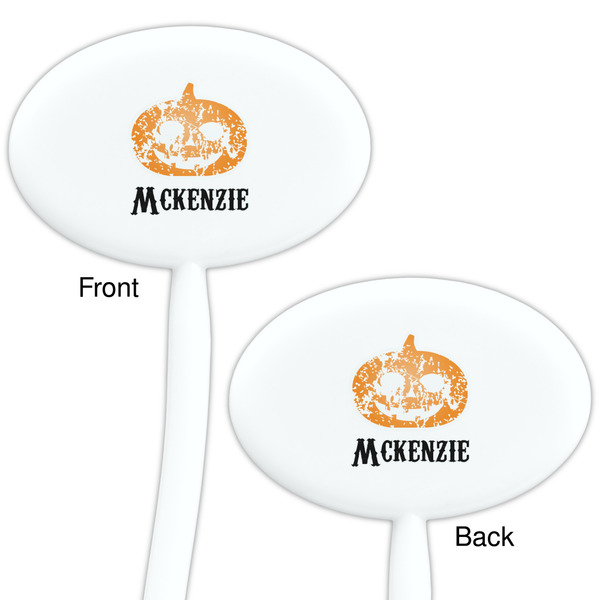 Vintage / Grunge Halloween White Plastic 7" Stir Stick - Double Sided - Oval - Front & Back