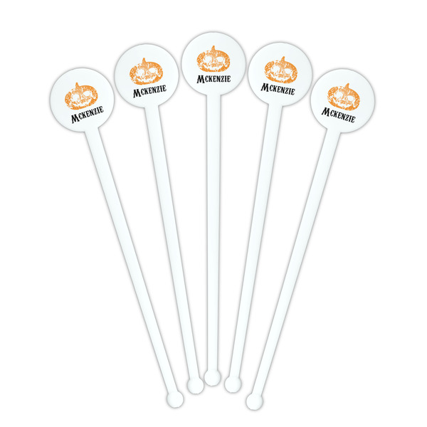 Vintage / Grunge Halloween White Plastic 7" Stir Stick - Round - Fan View